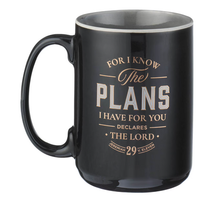 The Plans Black Ceramic Coffee Mug - Jeremiah 29:11