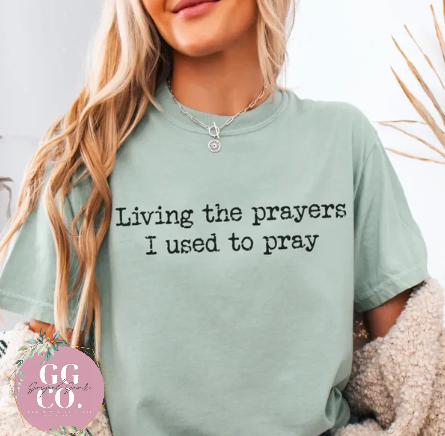 Living The Prayers I Used To Pray -  Christian Shirt - Christian Apparel - Graphic Tee - Christian Gift (6:19)