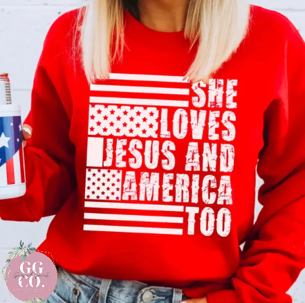 She Loves Jesus -  Christian Shirt - Christian Apparel - Graphic Tee - Christian Gift (9-9)
