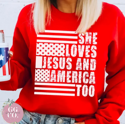 She Loves Jesus -  Christian Shirt - Christian Apparel - Graphic Tee - Christian Gift (9-9)
