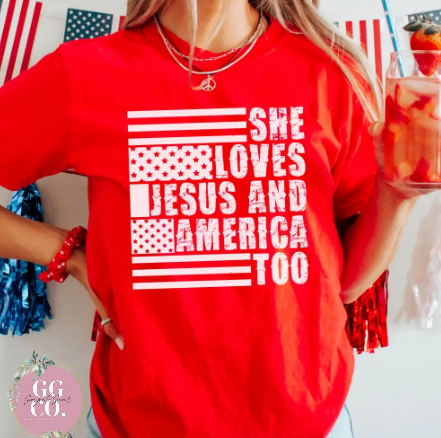 She Loves Jesus -  Christian Shirt - Christian Apparel - Graphic Tee - Christian Gift (9-9)