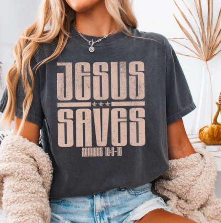 Jesus Saves  -  Christian Shirt - Christian Apparel - Graphic Tee - Christian Gift (4-15)
