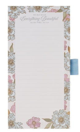 Everything Beautiful Whimsical Blooms Magnetic Notepad and Pen Gift Set - Ecclesiastes 3:11