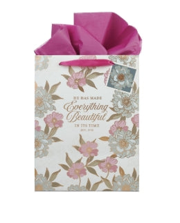 Everything Beautiful Whimsical Blooms Large Portrait Gift Bag - Ecclesiastes 3:11