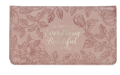Everything Beautiful Blush Floral Faux Leather Checkbook Wallet Ecclesiastes 3:11