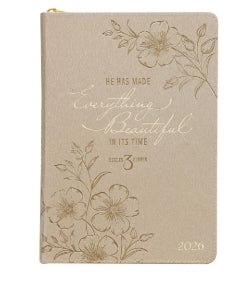 2026 Everything Beautiful Gold Faux Leather Executive Planner with Zipper Closure - Ecclesiastes 3:11