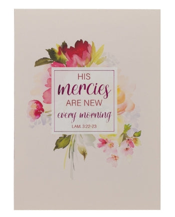 His Mercies Are New Every Morning Red Floral Medium Notebook - Lamentations 3:22–23