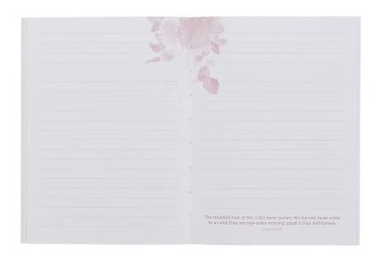 His Mercies Are New Every Morning Red Floral Medium Notebook - Lamentations 3:22–23
