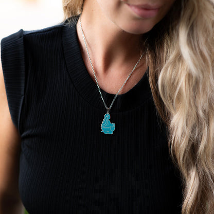 Woman at the Well Teal Enamel Pendant Necklace