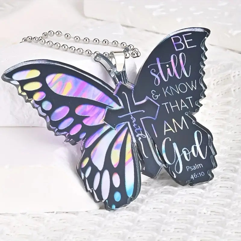 Be Still & Know Butterfly Key Chain