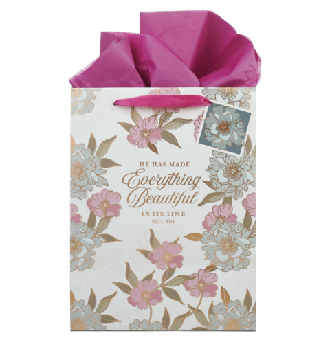 Everything Beautiful Whimsical Blooms Large Portrait Gift Bag - Ecclesiastes 3:11
