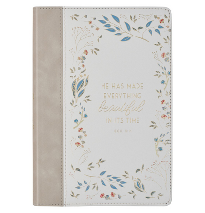 Everything Beautiful Cream Floral Faux Leather Classic Journal - Ecclesiastes 3:11