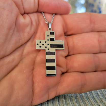 American Flag Cross Necklace