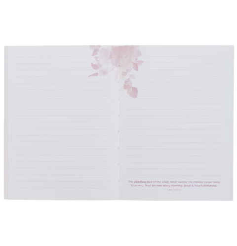 His Mercies Are New Every Morning Red Floral Medium Notebook - Lamentations 3:22–23