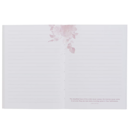 His Mercies Are New Every Morning Red Floral Medium Notebook - Lamentations 3:22–23