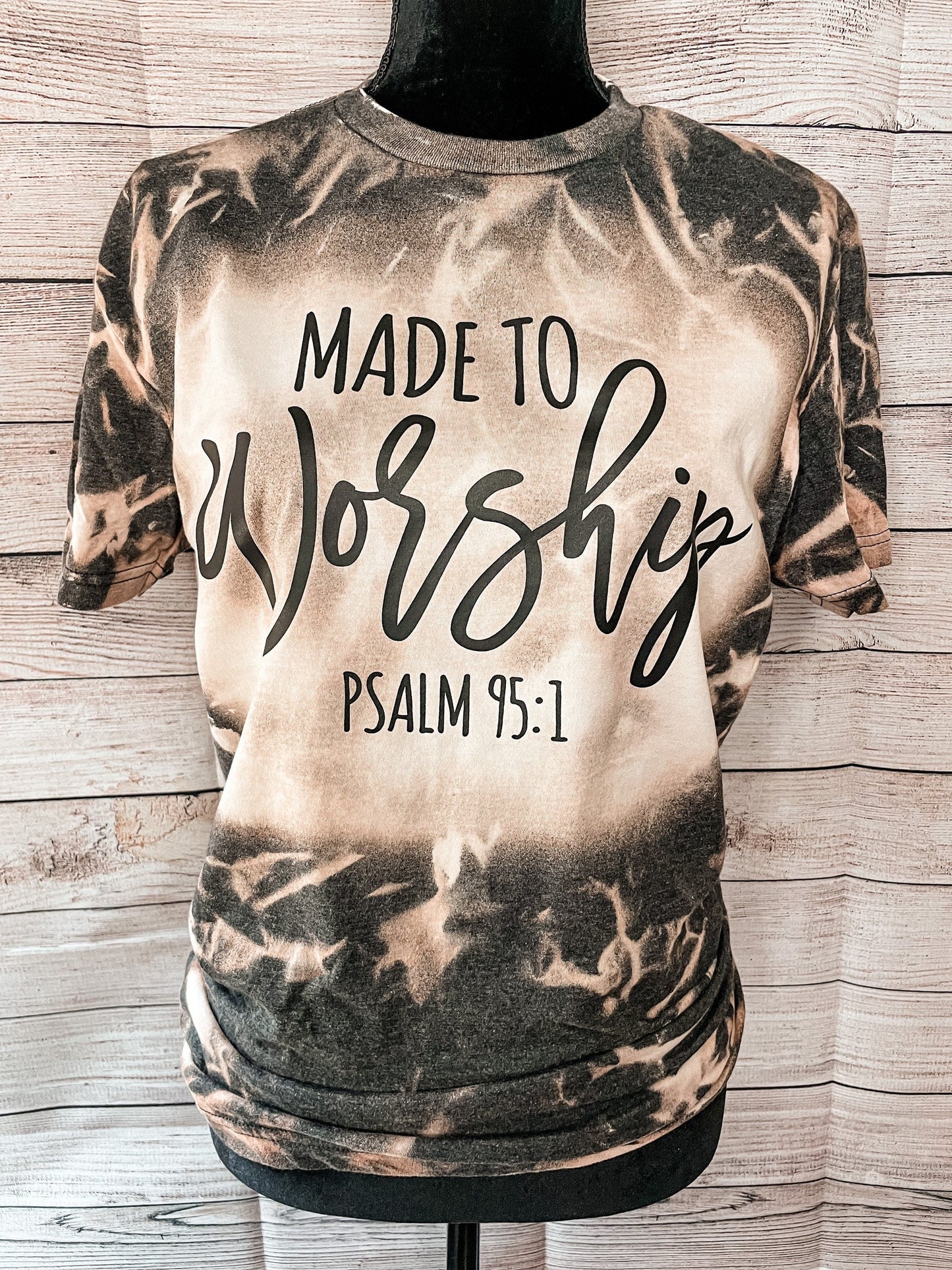 Christian Tee - Made To Worship -  Bleached Christian Tee - Jesus Tee - Christian Apparel - Bleached Graphic Tee - Christian Gift (3-4)