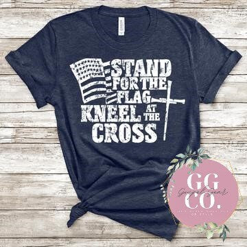 Christian Patriotic Shirt - Stand For The Flag - Patriotic Tee - Flag Tee - Christian Gift - Christian Graphic Tee (10-1)