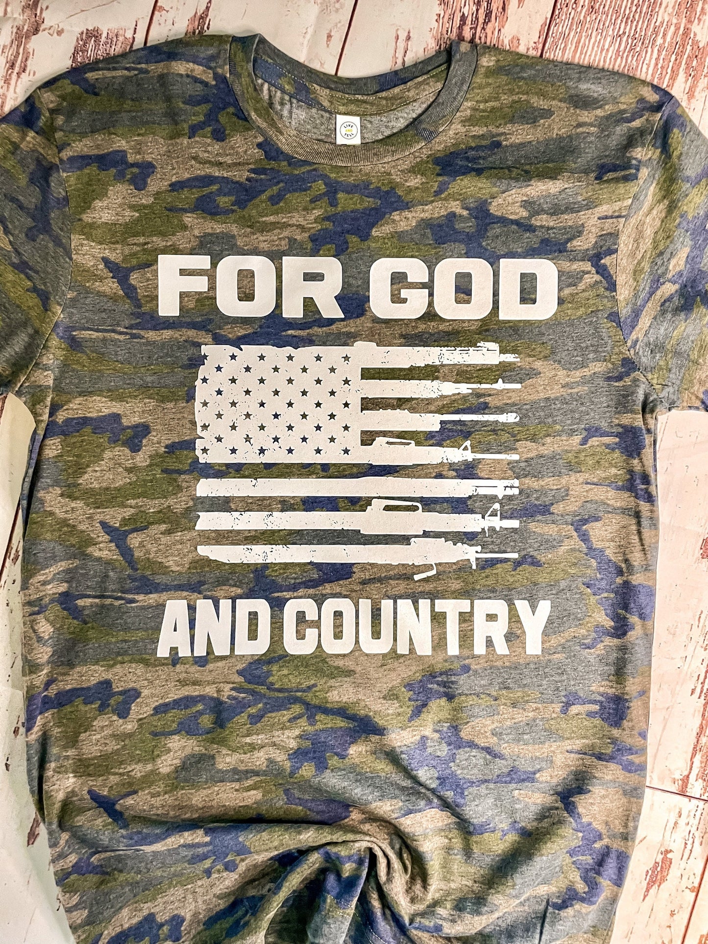 Christian Patriotic Shirt - For God & Country - Patriotic Tee - Flag Tee - Christian Gift - Christian Graphic Tee (7-1)
