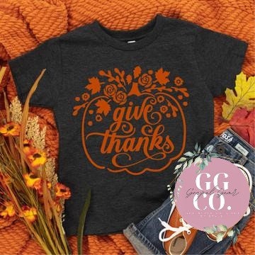 Christian Youth Fall Tee - Give Thanks - YOUTH - Fall Graphic Tee - Christian Shirt - Christian Gift - Jesus Tee - Fall Bleached Tee (2-13)