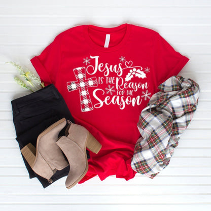 Christian Christmas Tee - Jesus Is The Reason For The Season - Christmas Shirt - Christmas Graphic Tee - Christian Gift (6-7)