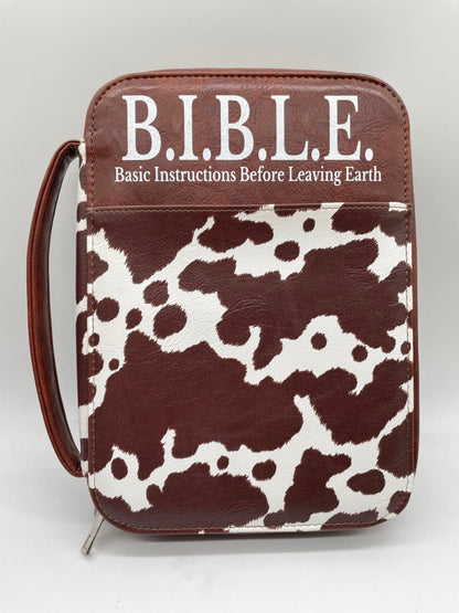 Cow Print Bible Case - Christian Bible Case - Western Bible Cover - Leather Bible Cover - Cow Print Bible Cover - Christian Gift