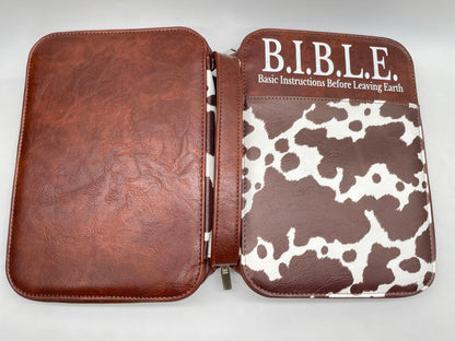 Cow Print Bible Case - Christian Bible Case - Western Bible Cover - Leather Bible Cover - Cow Print Bible Cover - Christian Gift