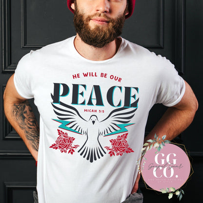Christian Tee - Our Peace -  Bleached Christian Tee - Jesus Tee - Christian Apparel - Bleached Graphic Tee - Christian Gift (2-23)