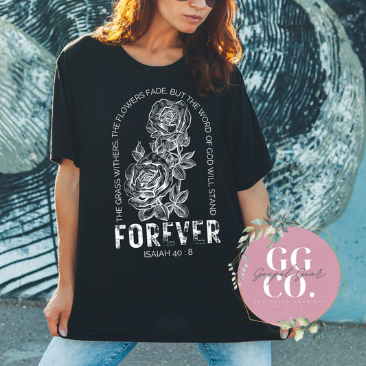 Christian Tee - The Grass Withers -  Bleached Christian Tee - Jesus Tee - Christian Apparel - Bleached Graphic Tee - Christian Gift