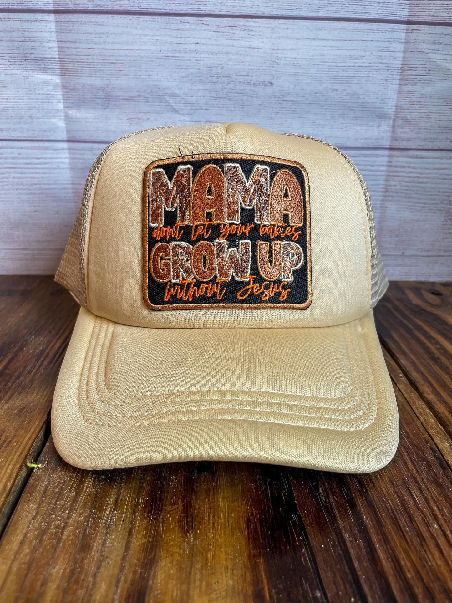 Christian Trucker Hat, Mama and Jesus Trucker Hat, Embroidered Patch Hat, Trucker Hat, Patch Trucker Hat, Christian Gift, Embroidered Patch