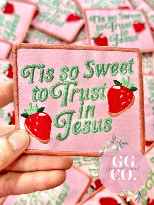 Tis So Sweet To Trust In Jesus Patch, Christian Hat Patch, Embroidered Patch, Trucker Hat Patch, Iron On, Trendy Hat Patch, Jesus Patch.
