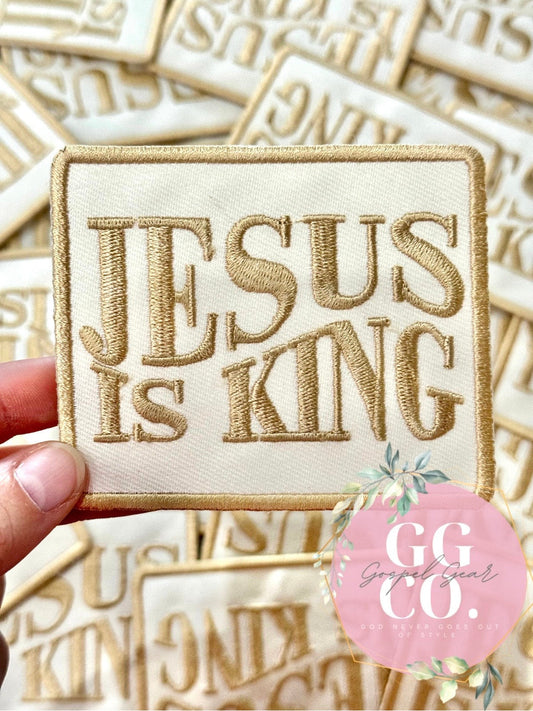 Jesus Is King Patch, Christian Hat Patch, Embroidered Patch, Trucker Hat Patch, Iron On, Trendy Hat Patch, Jesus Patch.
