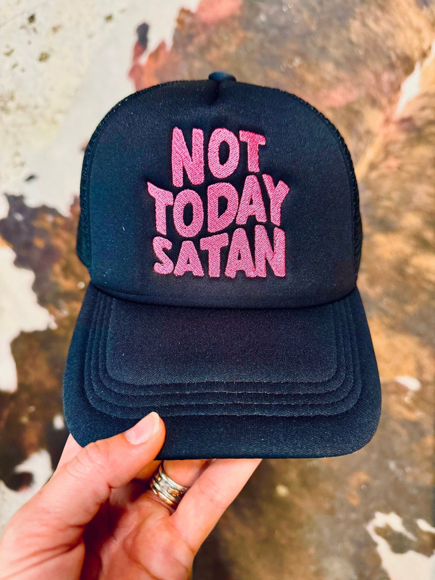 Not Today Satan - Christian Embroidered Trucker Hat