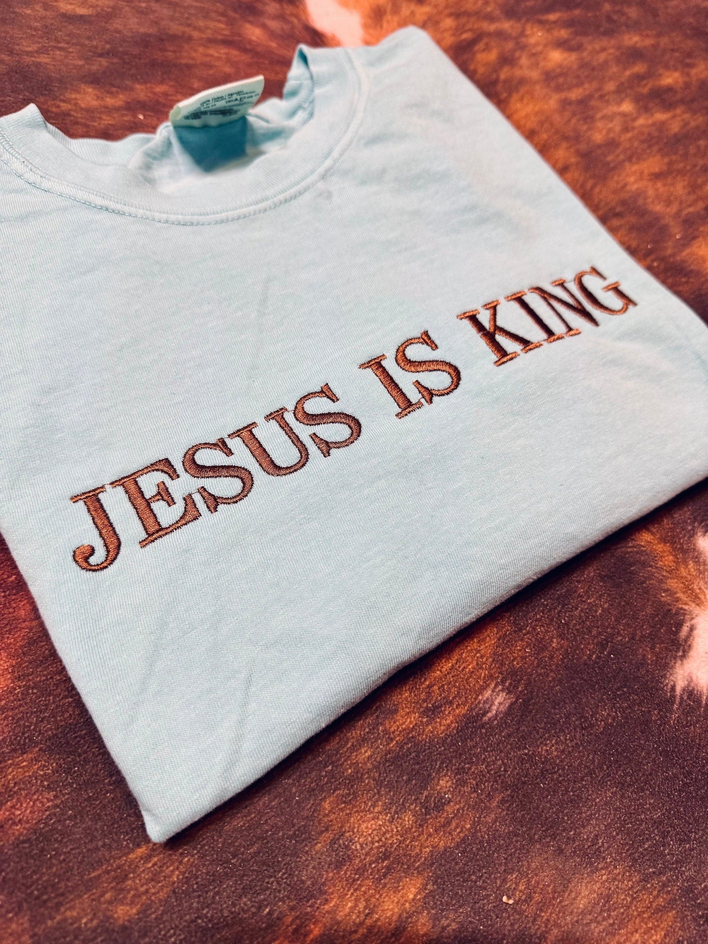 Jesus Is King Embroidered Shirt - Christian Tee - Comfort Colors Shirt - Embroidered Shirt - Jesus Shirt - Christian