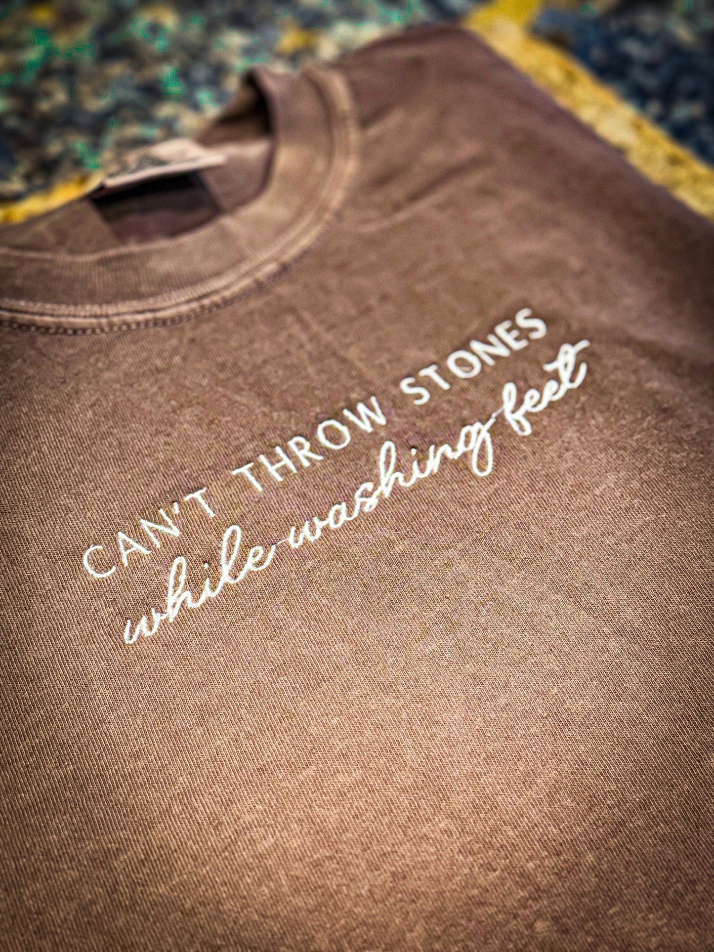 Can’t Throw Stones Embroidered Shirt - Christian Tee - Comfort Colors Shirt - Embroidered Shirt - Jesus Shirt - Christian