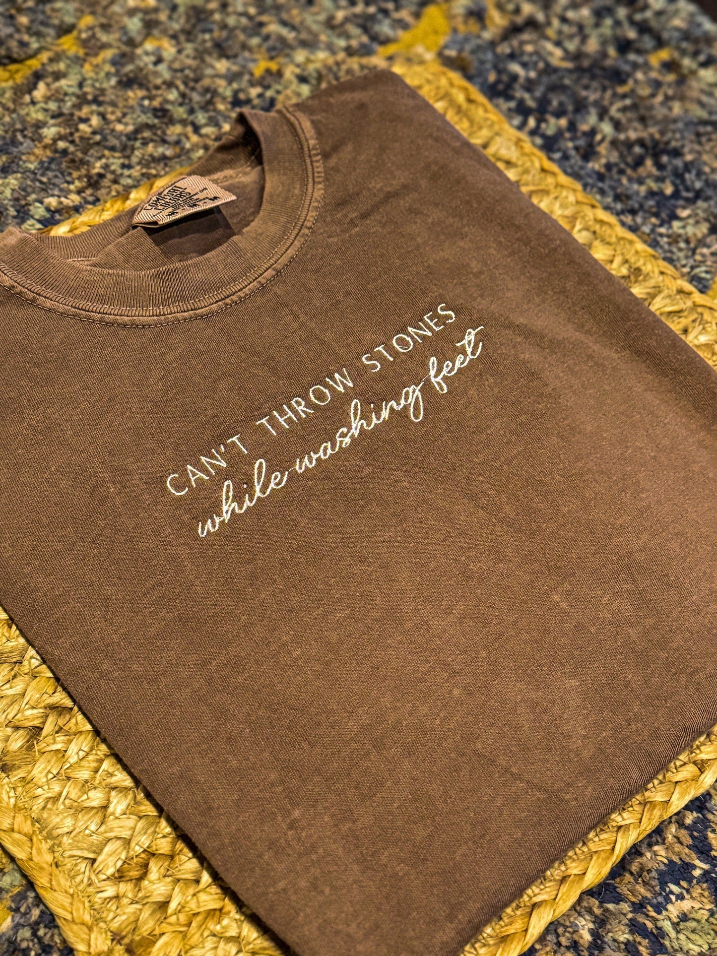 Can’t Throw Stones Embroidered Shirt - Christian Tee - Comfort Colors Shirt - Embroidered Shirt - Jesus Shirt - Christian