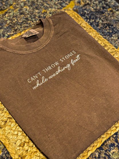 Can’t Throw Stones Embroidered Shirt - Christian Tee - Comfort Colors Shirt - Embroidered Shirt - Jesus Shirt - Christian