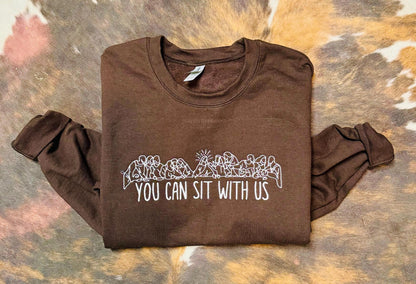 You Can Sit With Us Embroidered Shirt, Christian Sweatshirt, Embroidered Jesus Pullover, Christian Pullover, Christian Gift