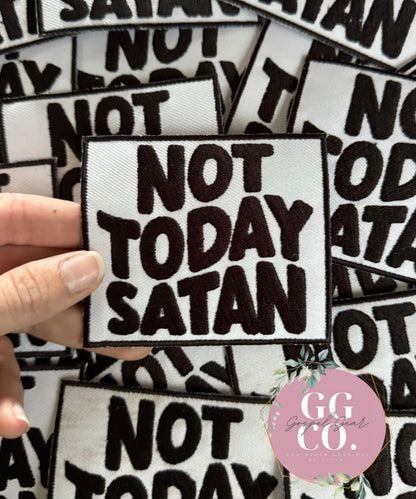 Not Today Satan Patch, Christian Hat Patch, Embroidered Patch, Trucker Hat Patch, Iron On, Trendy Hat Patch, Jesus Patch.