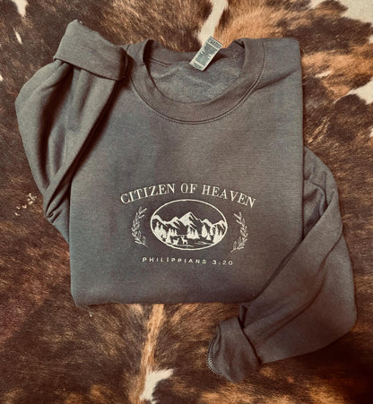 Citizen Of Heaven Embroidered Shirt, Christian Sweatshirt, Embroidered Jesus Pullover, Christian Pullover, Christian Gift