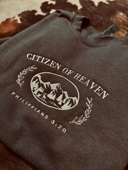 Citizen Of Heaven Embroidered Shirt, Christian Sweatshirt, Embroidered Jesus Pullover, Christian Pullover, Christian Gift
