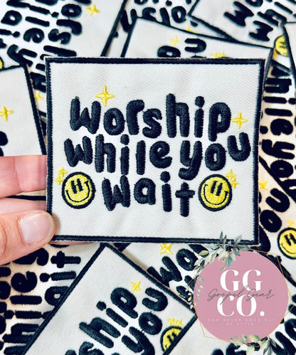 Worship While You Wait Patch, Christian Hat Patch, Embroidered Patch, Trucker Hat Patch, Iron On, Trendy Hat Patch, Jesus Patch, Patch