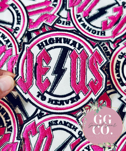Jesus Highway To Heaven Patch, Christian Hat Patch, Embroidered Patch, Trucker Hat Patch, Iron On, Trendy Hat Patch, Patch