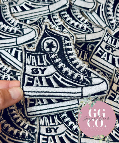 Walk By Faith Shoe Patch, Christian Hat Patch, Embroidered Patch, Trucker Hat Patch, Iron On, Trendy Hat Patch, Jesus Patch, Patch