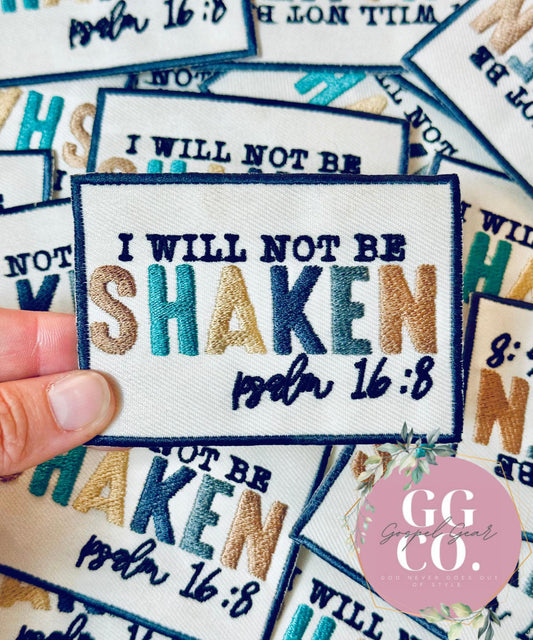 I Will Not Be Shaken Patch, Christian Hat Patch, Embroidered Patch, Trucker Hat Patch, Iron On, Trendy Hat Patch, Jesus Patch, Patches