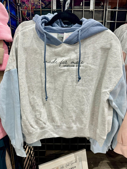 Colorblock Christian Embroidered Pullover, Cropped Christian Sweatshirt, Embroidered Jesus Pullover, Christian Pullover, Christian Gift