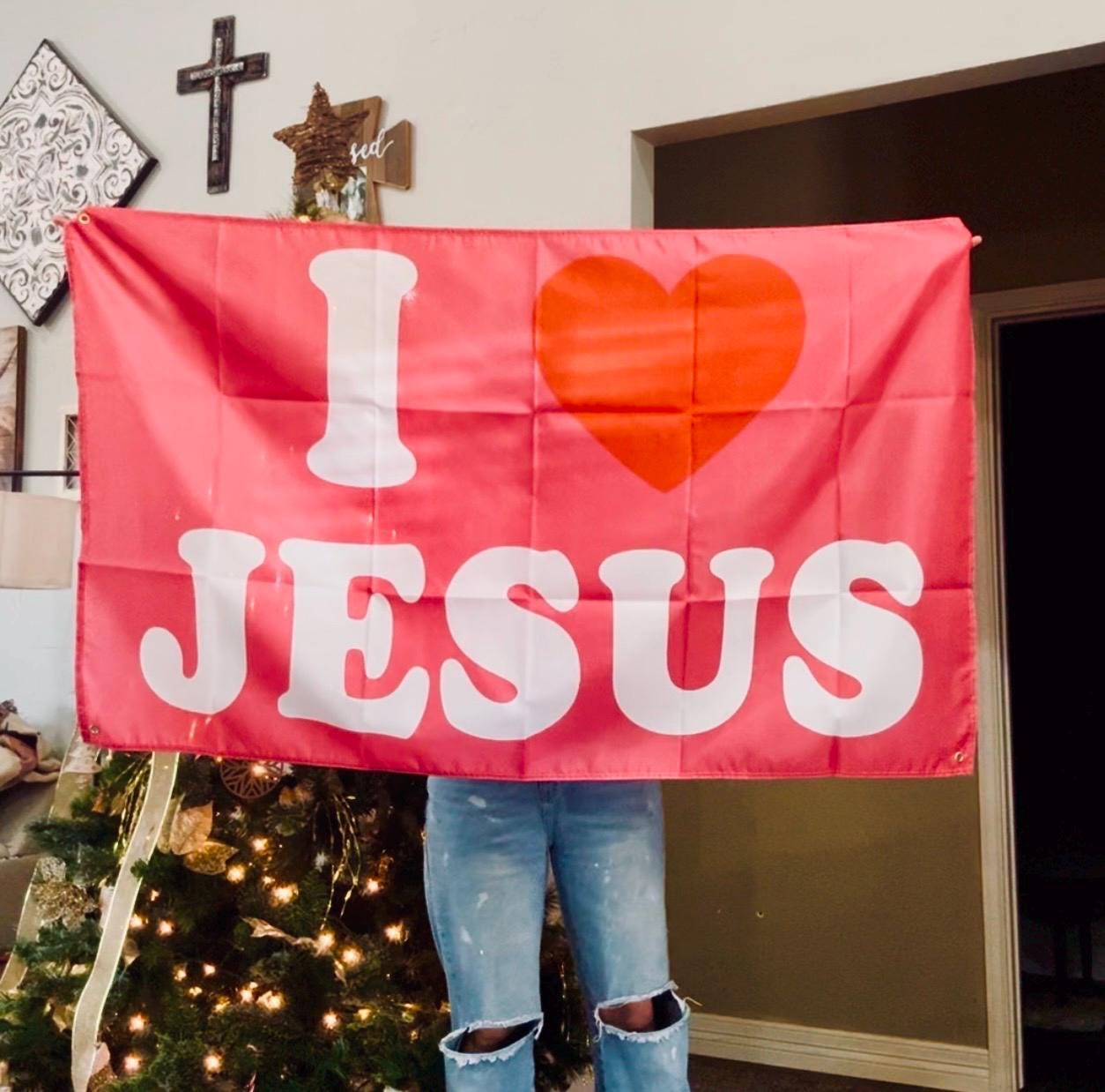 I Love Jesus Flag, Christian Flag, I Heart Jesus Flag, Christian Flag, Jesus Flag, Wall Flag, Christian Gift, Hanging Flag, Flag, Christian