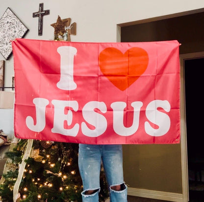 I Love Jesus Flag, Christian Flag, I Heart Jesus Flag, Christian Flag, Jesus Flag, Wall Flag, Christian Gift, Hanging Flag, Flag, Christian