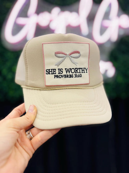 She Is Worthy - Christian Trucker Hat