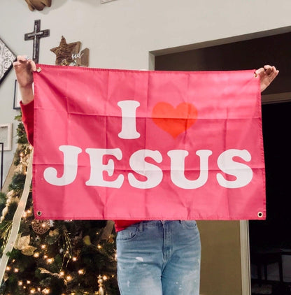 I Love Jesus Flag, Christian Flag, I Heart Jesus Flag, Christian Flag, Jesus Flag, Wall Flag, Christian Gift, Hanging Flag, Flag, Christian