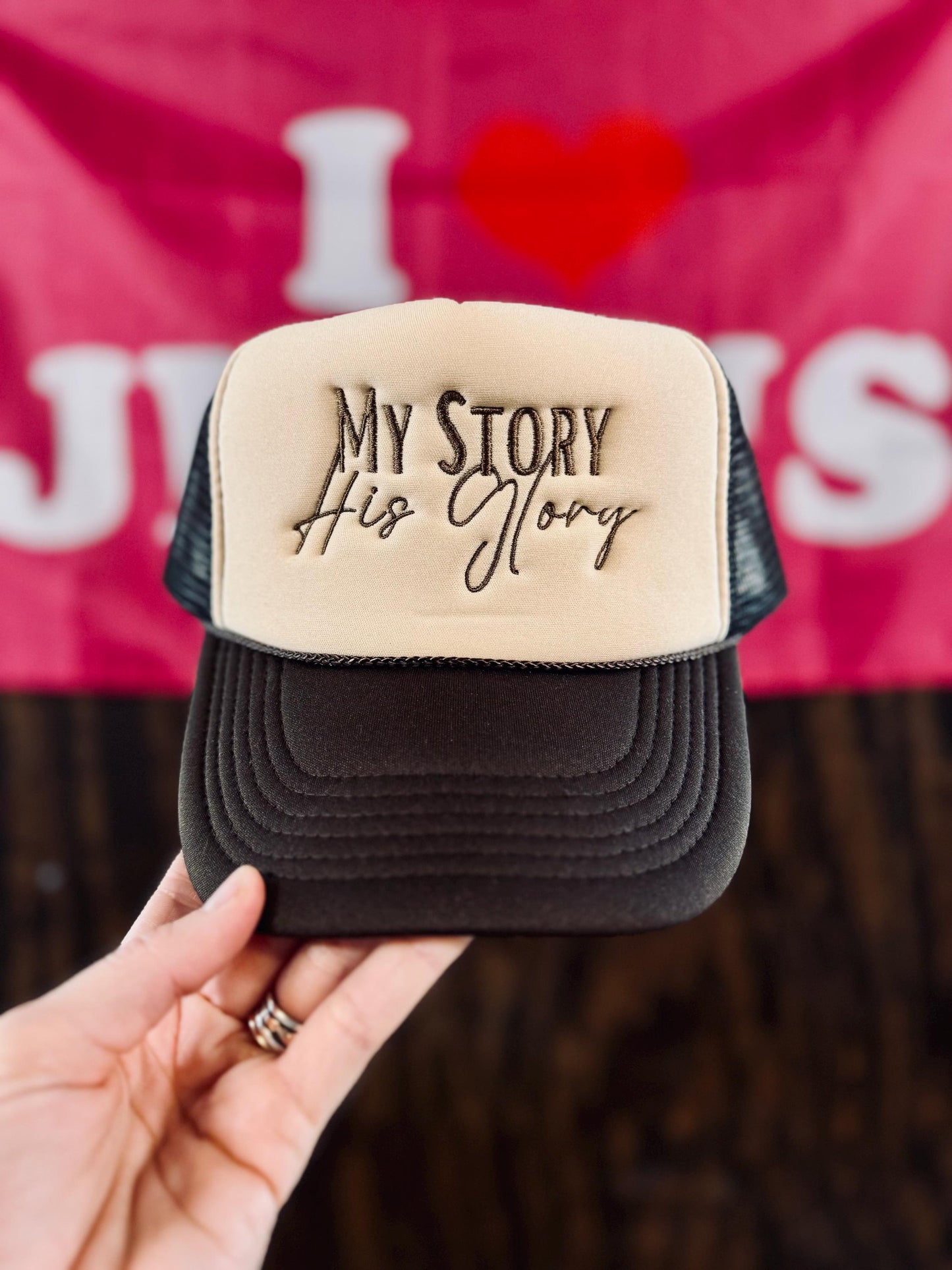 My Story His Glory Trucker - Christian Embroidered Trucker Hat